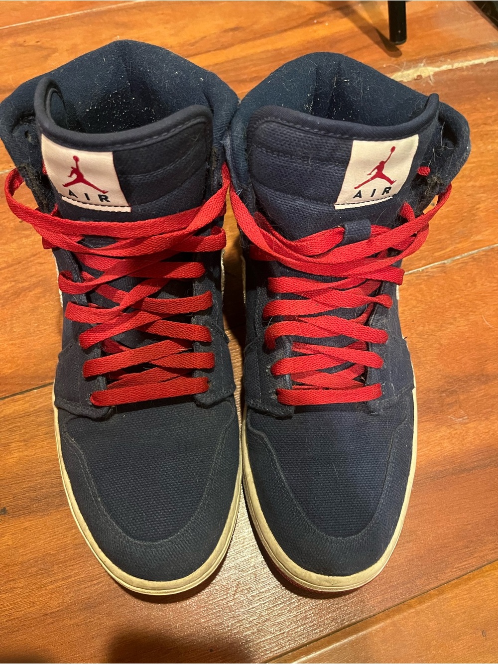 Air Jordan 1 Retro High- Strap Sneakers - Midnight Navy Blue/Varsity Red Olympic